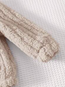 Cozy Pixies Baby Girl Cartoon Bear Pattern Fleece Lined Thick Crew Neck Long Sleeve Pullover Top And Elastic Waist Long Pants 2-Piece Set, Comfortable Versatile Fashionable Daily Cute Bear Pattern Minimalist Basic Style, Suitable For Indoor, Outdoor Skiing, Daily, Sports, Play, Party, Photography, Holiday, Christmas - Apricot - View 6