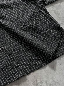 AXEPEAK 男士格紋休閒日常長袖襯衫 - 黑色 - 查看 3
