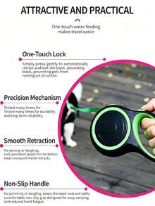 1 Piece Of Automatic Retractable Dog Leash For Medium-Sized Dogs, 5 Meters In Length, Equipped With Quick Brake Shock Absorption System And Comfortable Handle, Suitable For Daily Walking, Travelling, Hiking, Outdoor Sports And Other Activities - Multicolor - View 11