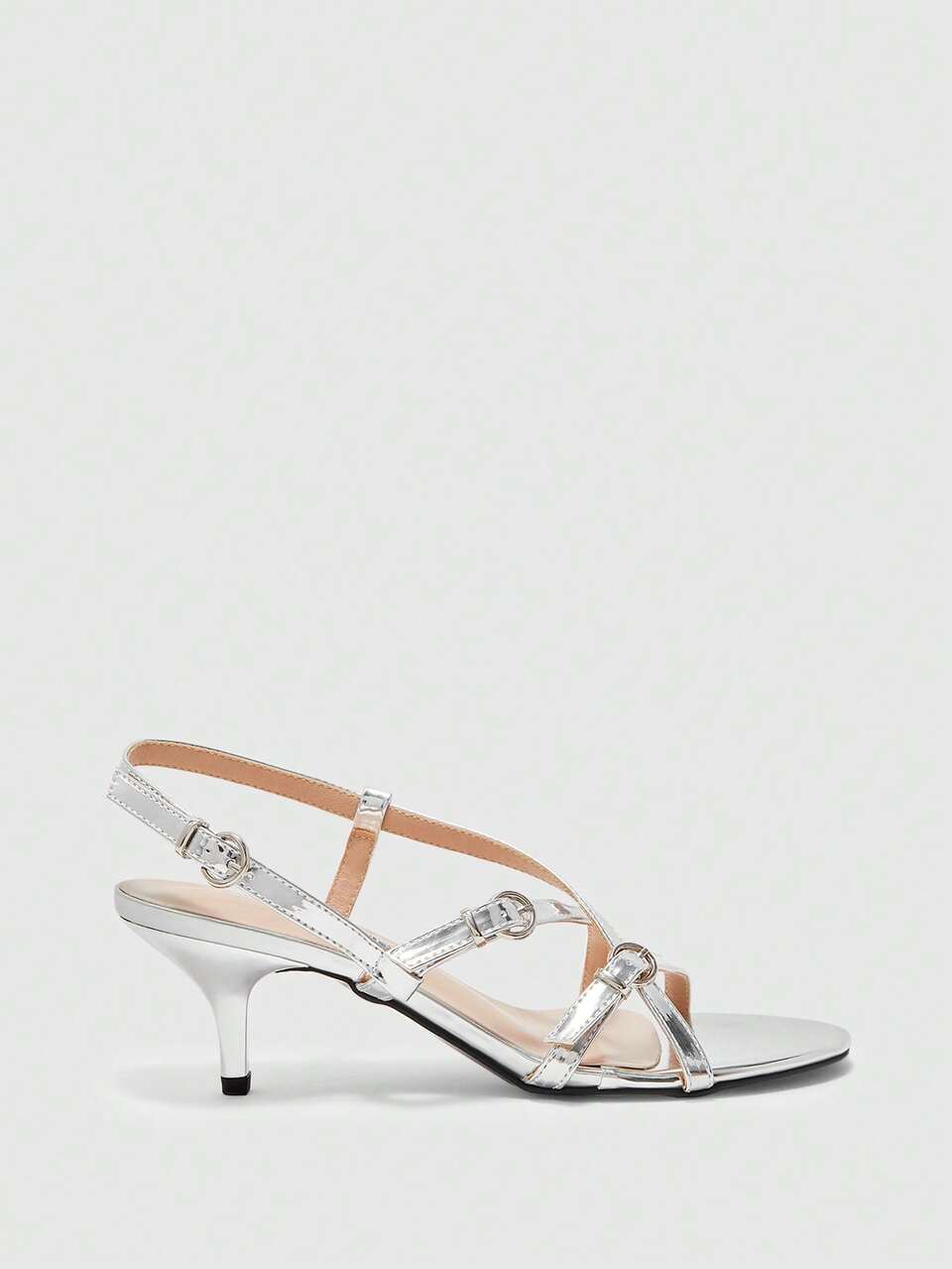CUCCOO BIZCHIC Women Shoes Patent Leather Stiletto Sandals Cross Strap Kitten Heels