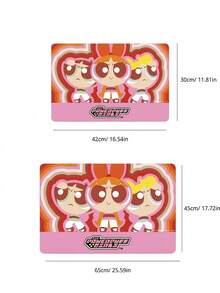 THE POWERPUFF GIRLS X Joivida 1個寵物餵食墊，粉紅色防水餐墊，附可愛卡通印花，可水洗重複使用，快乾吸水，適合室內外餵食，趣味家居裝飾與寵物禮物 - 紅色和粉色 - 查看 3