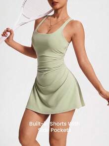CourtClass CourtClass Women's Solid Color Sleeveless Sports Dress - Green - View 6