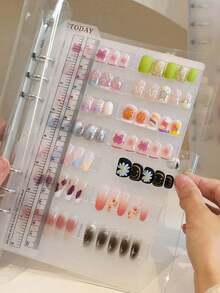 Sổ lưu trữ móng tay dán – Album trưng bày bộ sưu tập nail art, giá đỡ thẻ màu mẫu trong suốt mờ, hộp đựng dụng cụ làm móng di động cho gia đình, salon và du lịch - Trong sáng - Xem 10