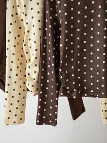 3pcs Tween Girls T-Shirt Crew Neck Long Sleeve Slim Fit Polka Dot Contrast Color Pattern 3pcs Set Top Casual Everyday T-Shirt Autumn - Multicolor - View 5