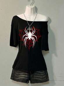 Attitoon Casual Minimalist Drop Shoulder Women's T-Shirt Suitable For Summer - Black - View 6