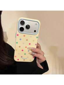 ShellaStory A Summer Day, Dopamine Color-Blocking Polka Dot Macarons, Shockproof Soft Shell, Suitable For 17promax, Personalized, Creativity, Geometry, Simple Style, Fresh Style, Color-Blocking Style, Niche, Ins Style - Yellow - View 7