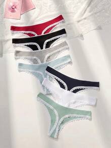 PetitDoll 7packs Lace Trim Rib Sexy Panties Set - Multicolor - View 2