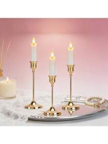 30Pcs Iron Conical Taper Candle Holders, Decorative Tabletop Pillar Candlestick Stands For Wedding Restaurant Party Fireplace, Metal Candle Centerpiece Decor For Home Holiday Festival Indoor Table Ornaments - Gold - View 8
