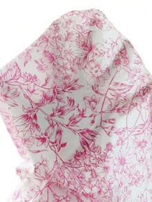 SHEIN x Marika Sila SHEIN MOD 滿版印花荷葉邊後背繫帶胸部褶皺掛脖連衣裙 - 粉色 - 查看 5