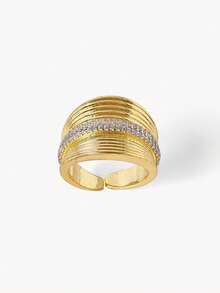 Opalesca Anillo de diseño micro-set - Dorado - Ver 17