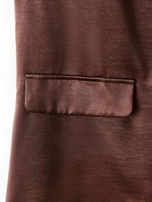 GlowEve CURVE Women's Fashion Elegant Elastic Pleated Long Sleeve V-Neck Hidden Button Placket Tie Satin Blazer, Suitable For Daily Wear And Commuting Fall - Brown - View 6