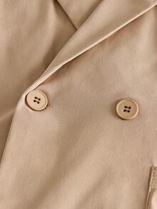 AXEPEAK Men's Solid Color Double Button Pocket Short Sleeve Shirt And Pants Set - Camel - View 6