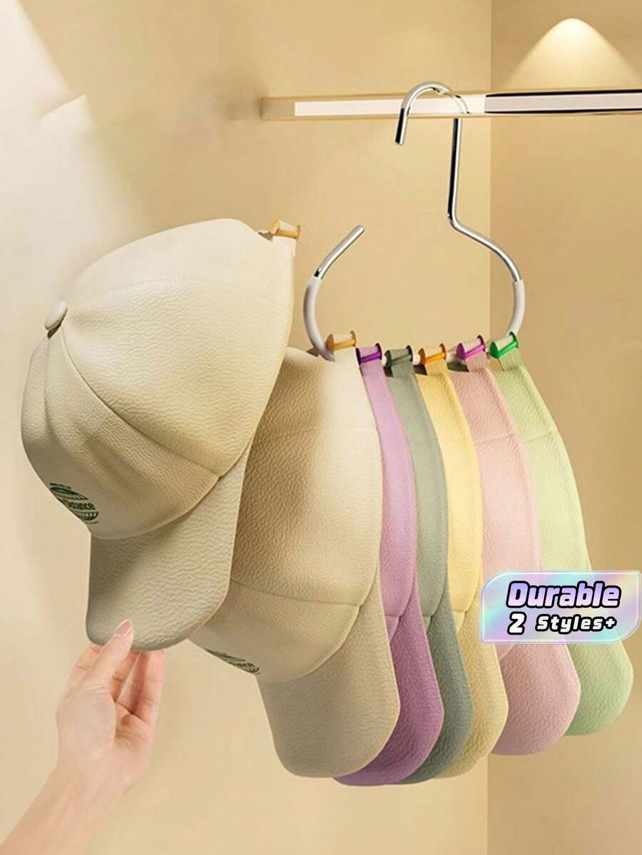 Multi-Functional Simple Household Hanger With Hat Rings, Creative Storage & Drying Rack For Scarves, Bags And Ties For Wardrobe - Multicolor - View 1