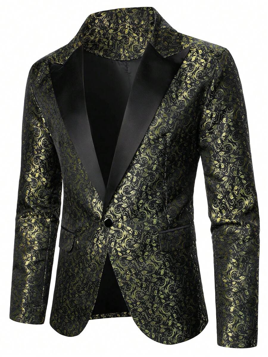 Manfinity AFTRDRK Fashionable Notch Lapel Men's Blazer - Gold - View 1