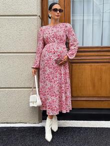MaterniWear 孕婦全印花休閒日常夏季旅行連身裙 秋季 - 粉色 - 查看 3