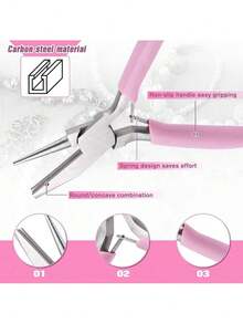 Tang Mulut Bulat - Tersedia dalam berbagai model, termasuk tang mulut bulat 1,5 mm, 2,25 mm, dan 3 mm, cocok untuk tang kawat dalam produksi perhiasan. - Beraneka warna - View 7