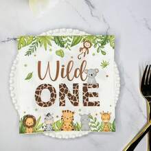 Animal Party Napkins Jungle Animals Plants Themed Birthday Napkins Kids Birthday Party Baking Wild Birthday Party Decorations - Jungle Animals - View 7