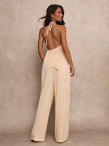 Glamine Women's Solid Color Asymmetric Hem Halter Tank Top And Pants Casual 2 Pieces Set For Vacation - Multicolor - View 2