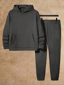 NORVETH Men's Hoodie Long Sleeve Sweatshirt And Sweatpants Set - Dark Grey - View 6