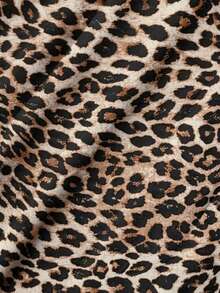 EMERY ROSE Plus Size Leopard Print V-Neck Long Sleeve Dress Fall - Coffee Brown - View 7