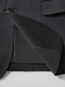 Manfinity Mode Men's Solid Color Notch Lapel Single-Breasted Casual Commute Travel Blazer - Black - View 6