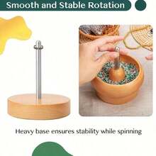 Diy Bead Rotator, Wooden Bracelet Rotator With 1 Beading Needle, Suitable For Making Seed Bead, Clay Beads, Belts, Bracelets - Apricot - View 2