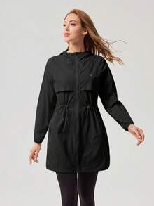 OutZeal Women Sun-Proof Jacket Camping Hiking Fishing Mesh Panel Hip Length Hooded Outdoor Jacket - Black - View 11