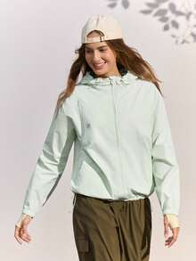 In My Nature Women's Outdoor Hooded Sun Protection Jacket - Mint Green - View 3