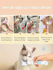 Cat Treat Spoon Feeder Squeeze Tool For Puree Lickable Wet Food No Mess Easy Feed Portable Silicone Dispenser With Portion Control Holder - Multicolor - View 4