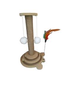This Cat Scratching Post/Climbing Frame Features A Raised Design And Is Equipped With Durable, Scratch-Resistant Sisal Rope Paw Pads. It Also Has A Built-In Cat Teaser, Which Can Perfectly Meet The Needs Of Cats For Self-Soothing, Clawing, And - 46cm Longer - View 4