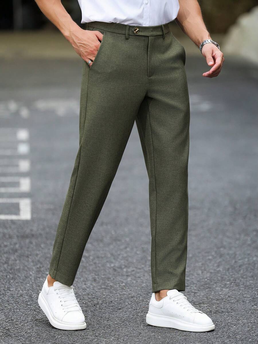 Manfinity Mode Men's Casual Versatile Pocket Commuter Dress Pants - Army Green - View 1
