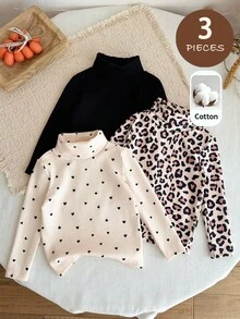 SHEIN 女嬰立領休閒百搭日常外出上衣3件組 - 彩色 - 查看 3