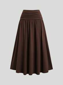 Sweetra Spring/Summer New Vintage Dark Brown 2 Pieces Set, Tank Top And Skirt Set, Casual Elegant Everyday Day Time - Coffee Brown - View 8