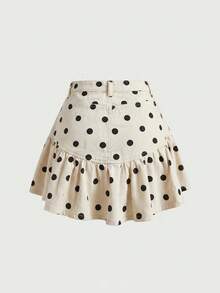 SHEIN MOD 女款波點圖案荷葉邊牛仔裙 - 彩色 - 查看 5