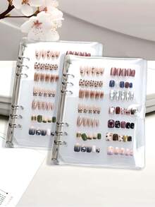 Sổ lưu trữ móng tay dán – Album trưng bày bộ sưu tập nail art, giá đỡ thẻ màu mẫu trong suốt mờ, hộp đựng dụng cụ làm móng di động cho gia đình, salon và du lịch - Trong sáng - Xem 2