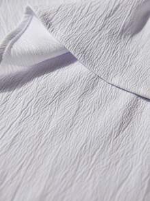 Manfinity CasualCool Men's Plus Size Solid Color Short Sleeve Shirt And Pants Casual Set - White - View 4