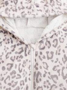 SHEIN 少女豹紋長袖拉鍊連帽外套 - 灰色 - 查看 6
