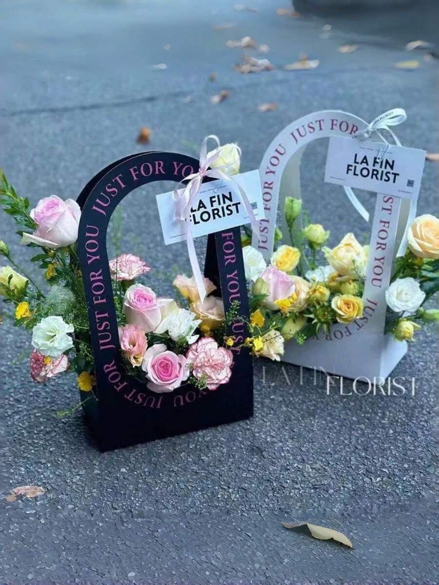 2/6/8Pcs Foldable Paper Flower Baskets, Handheld Wedding Bouquet Gift Bags Floral Arrangement Packaging Baskets - multicolor - View 1