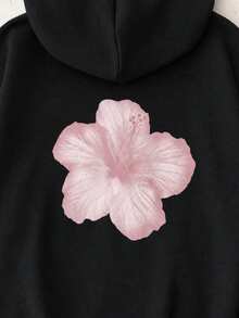 SHEIN Felpa casual grigia con tasche per ragazze pre-adolescenti, pullover multifunzionale a maniche lunghe, autunno/inverno - nero - Visualizzare 8
