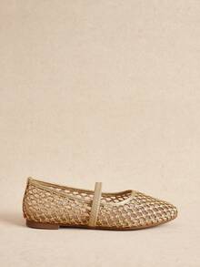 Rosivie Women's Popular Summer Fashion Simple Weaving Hollow Breathable, Slip-On Square Toe Flat Bottom Multi-Color Mary Jane Shoes - Brown - View 2