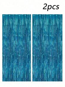 3pcs/Set 100*200cm Gold Tassel Ribbon, Shiny Metallic Texture Design, Suitable For Photography Studio Props, Birthday Party, Bridal Shower, Wedding Decoration, Backdrop, Party Decoration, Photo Booth Props - Lake Blue - View 8