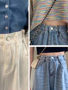 Four Colors For A Set Of Waist Artifact Nail-Free Denim Pants Waist Fixed Adjustment Large Change Small Metal Screws Removable Button Buttons - one size fits all - View 5