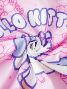 HELLO KITTY AND FRIENDS | SHEIN Young Girl Letter Cartoon Print Contrast Trim Camisole & 4-Corner Panty Set - Pink - View 6