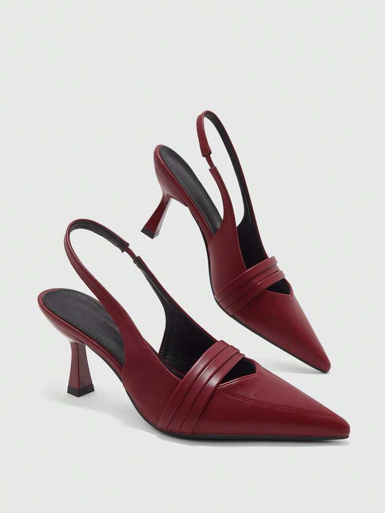 CUCCOO BIZCHIC Women's Pointed Toe Pumps, Versatile High Heels For Commuting And Daily Wear - Burgundy - View 10