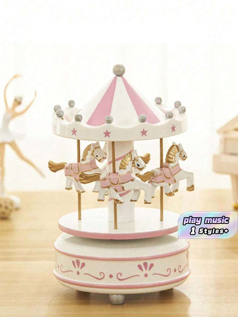 Msic Box - Sky City & Rotating Carousel & Classical Eight Tune Home Decor & Creative Gift For Couples' Birthday Birthday Gifts Graduation - Herbal Powder - View 1