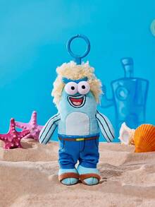 SpongeBob SquarePants | POKOJA LAND 1個 X POKOJA LAND 3D 絨毛吊飾鑰匙圈，藍色爆炸頭魚形，趣味瘋狂設計，可掛在包包、鑰匙、書包上，生日或週年紀念的幽默禮物 - 藍色 - 查看 6