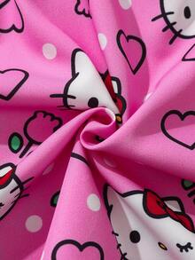 HELLO KITTY AND FRIENDS | SHEIN Gaun Lengan Panjang Kerah Peter Pan Motif Kartun untuk Anak Perempuan - Berwarna merah muda - View 9