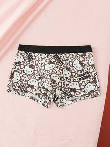 HELLO KITTY AND FRIENDS | SHEIN Men's Colorblock All-Over Print Casual Daily Boxer Briefs - Brown - View 3
