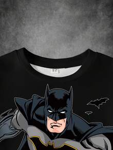 BATMAN X SHEIN 男童夏季休闲人物图案短袖T恤 - 白色 - 查看 4