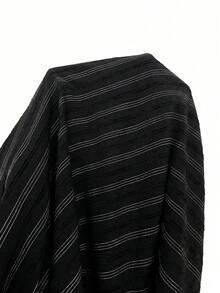 Elaquor 大尺碼女款條紋休閒百搭寬腿褲，適合日常穿著 - 咖啡棕 - 查看 9